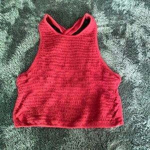 Sky and Sparrow Small Maroon Crop Ruffle Top